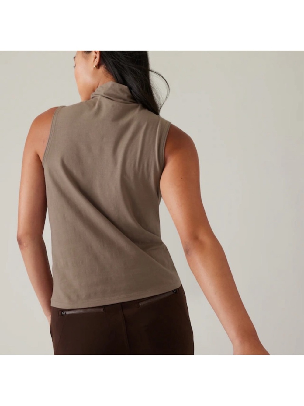 Athleta Outbound II Mock Neck Tank Top Mauve Brown Sleeveless XS - Picture 2 of 9